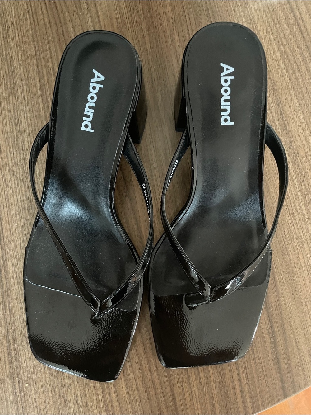 Abound Black Patent Square Toe Heeled Sandals